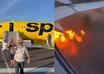 Aeronave da spirit foi atingida por um passaro e um-dos motores pegou fogo