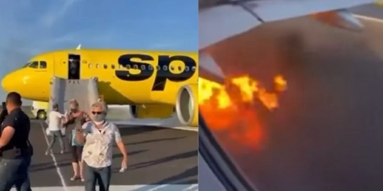 Aeronave da spirit foi atingida por um passaro e um-dos motores pegou fogo