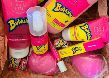 O Boticário lança linha de produtos com cheiro de chiclete, uma parceria com Bubbaloo